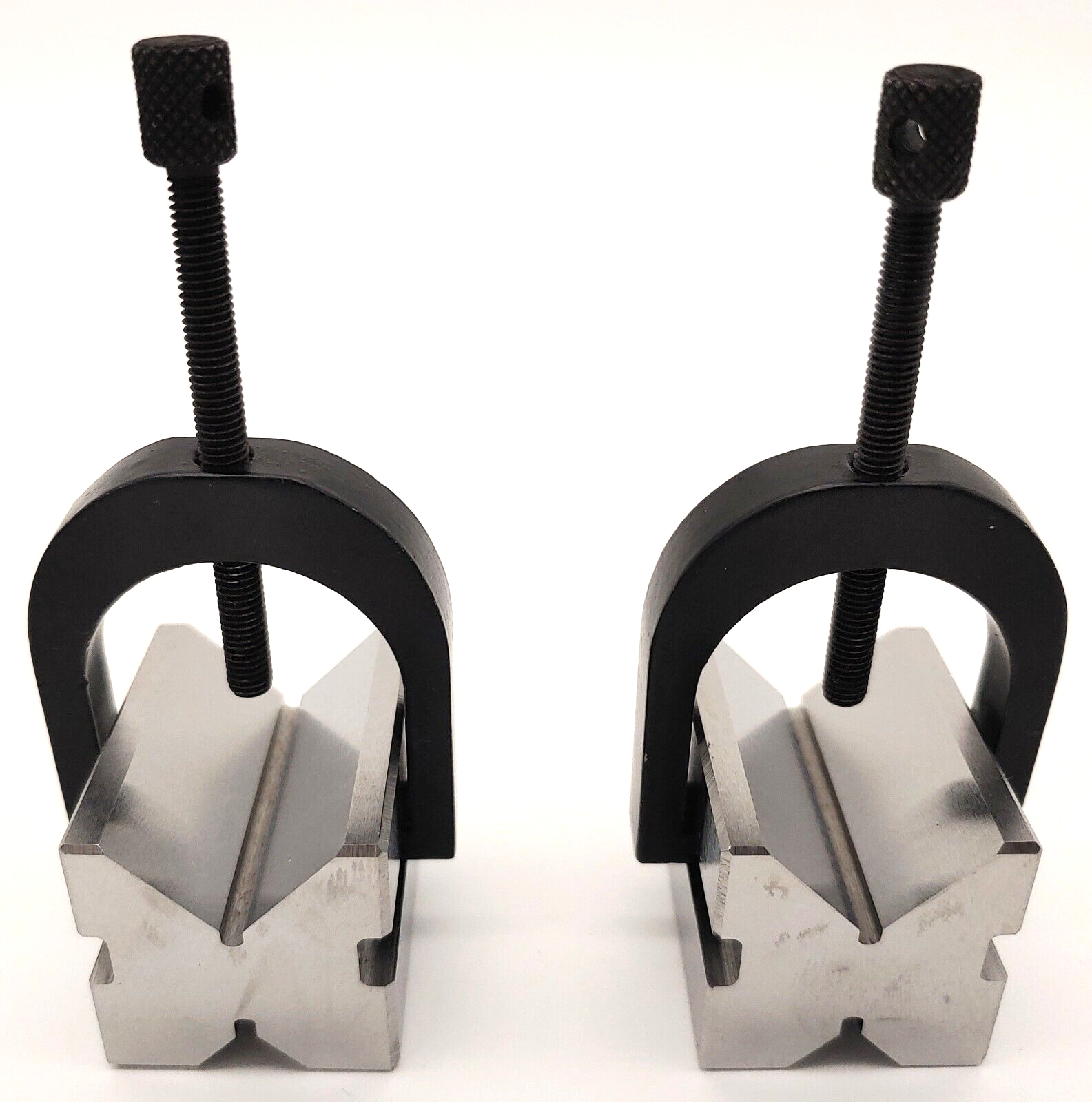 Precision Machinist's Steel V-Block Matched Set + Clamps 1-5/8" x 1-1/4" NEW