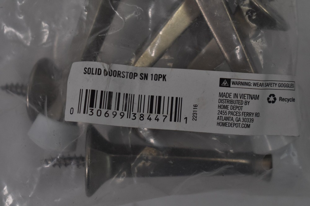 Everbilt Solid Door Stops 10 Pack Rubber Bumper Tip Easy Install Satin Nickel