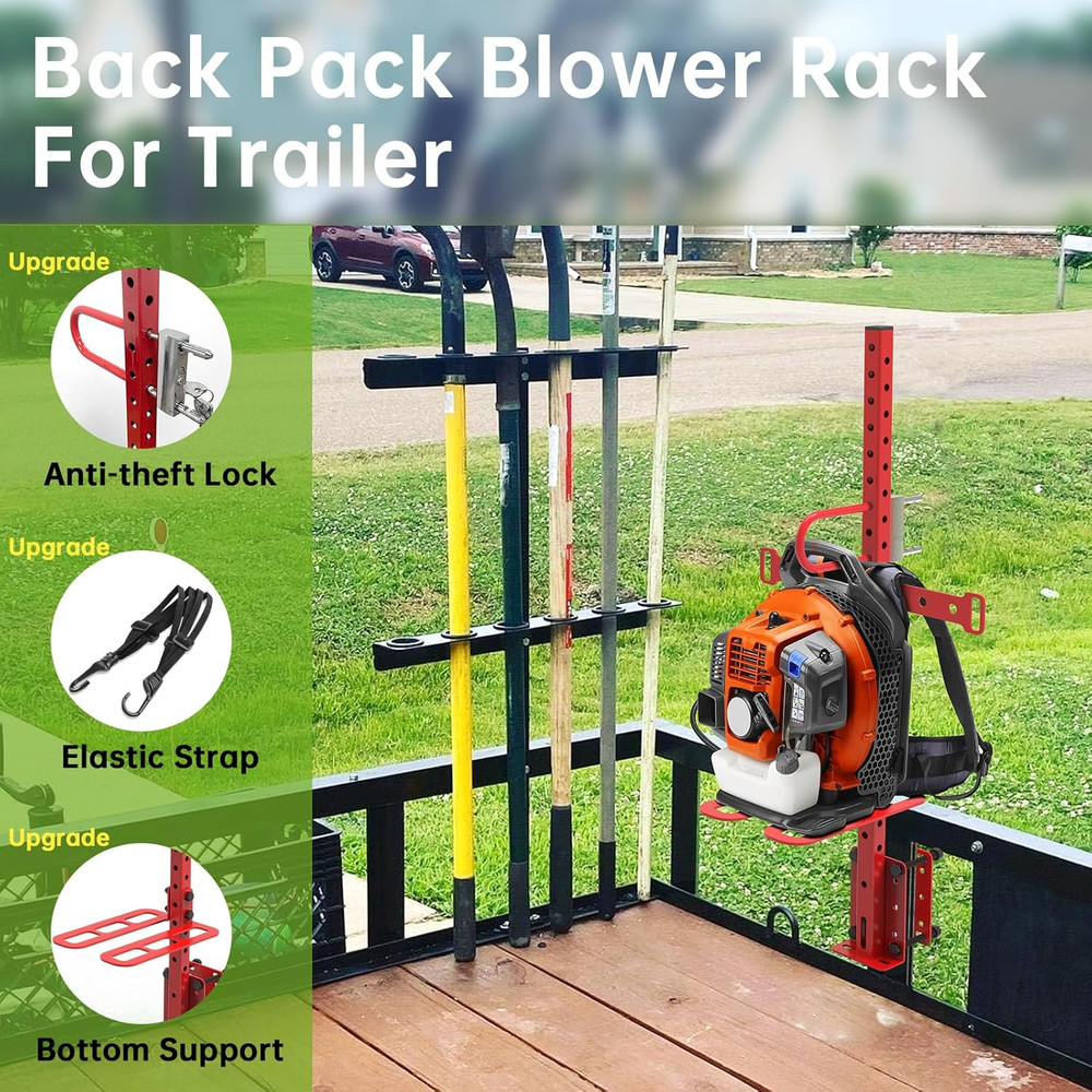 Lockable Backpack Blower Rack for Trailer, Backpack Leaf Blower Holder for Open
