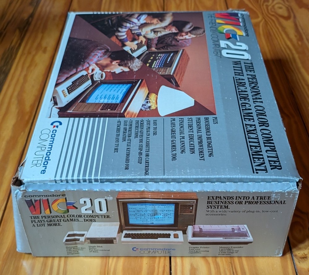 Commodore VIC-20 Computer In Box, Powercords, Manual, Dustcover, & All Inserts