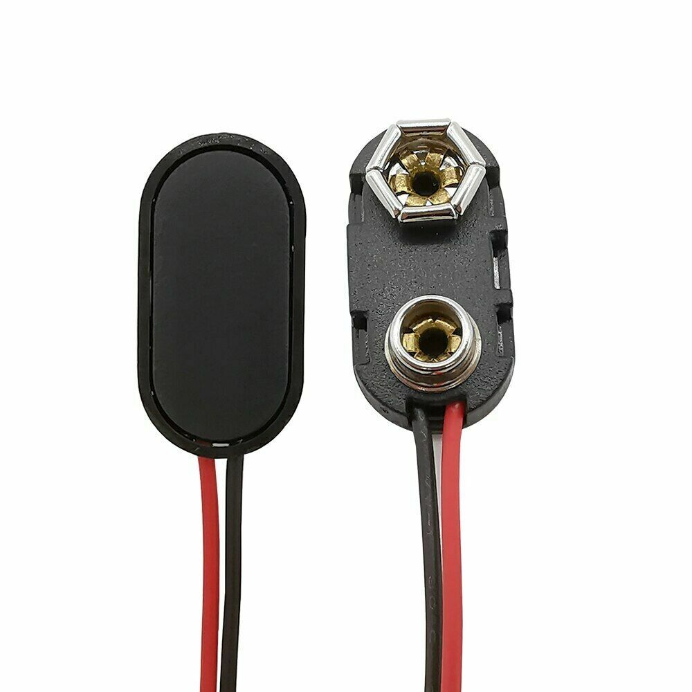 2X 9V BATTERY SNAP CONNECTOR CLIP HARD SHELL WIRED