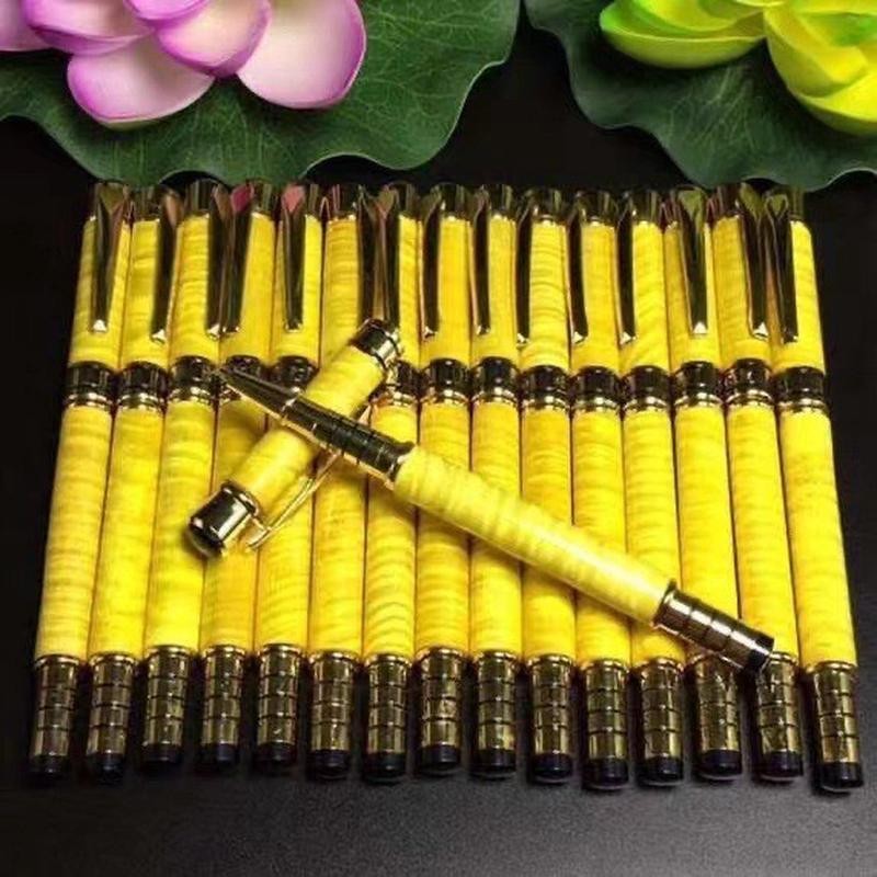 Golden Nanmu Wood Dual-Use Pen Set Fountain & Ballpoint Gift