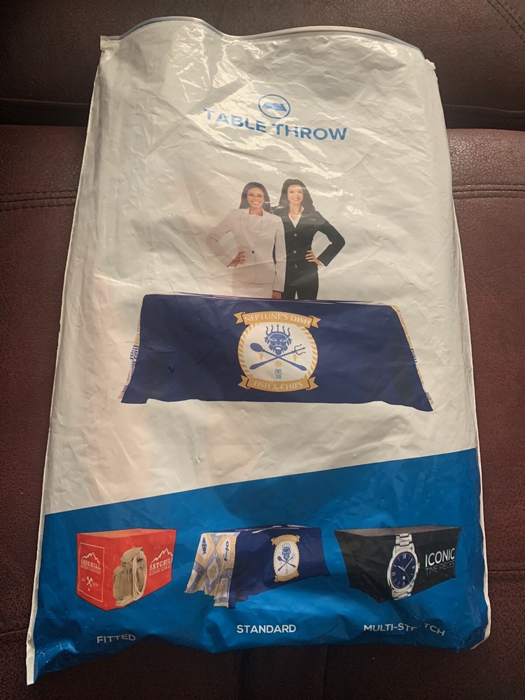 Custom printed logo “reading plus” Trade Show Wedding table Throw 8 ‘