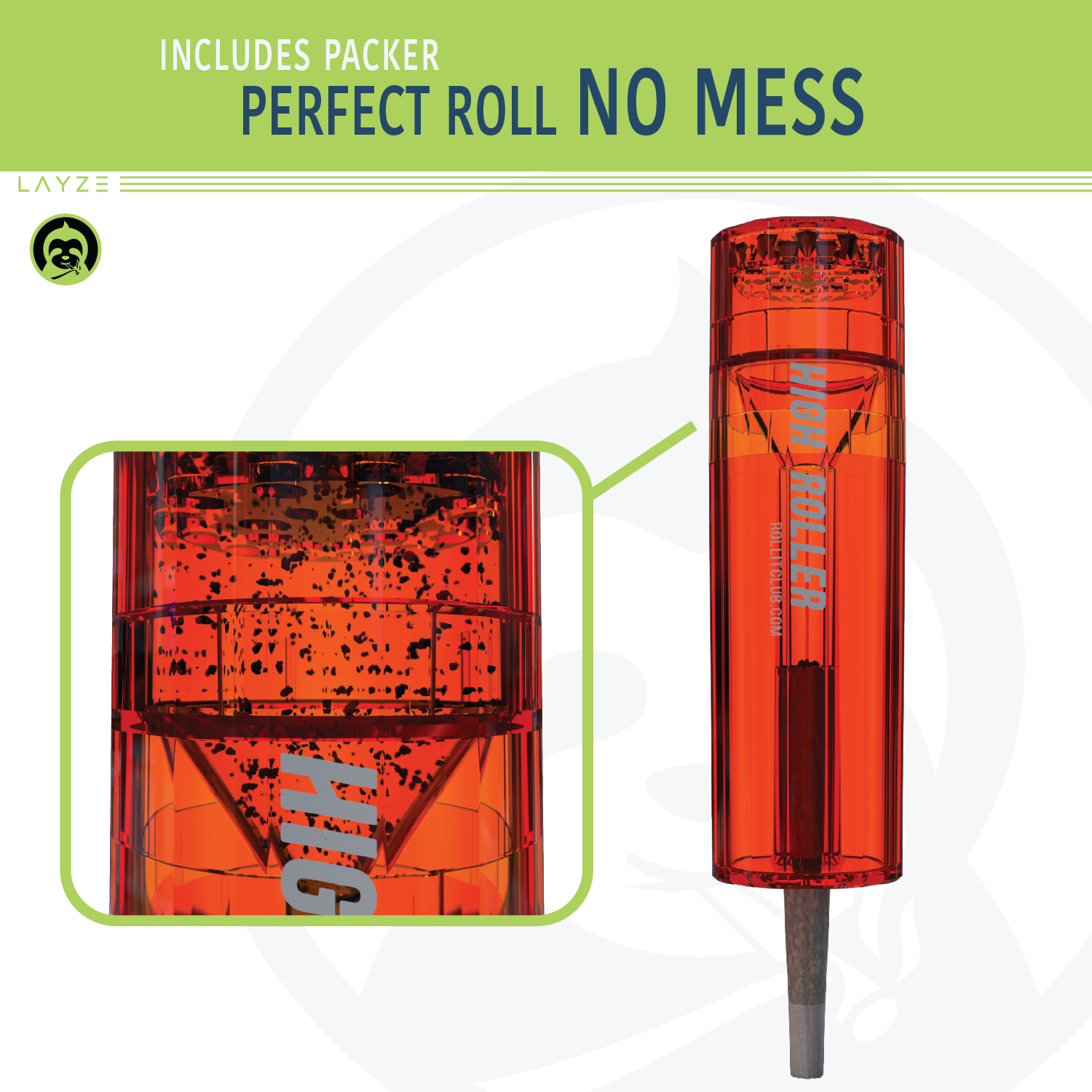 CLEAR HIGHROLLER Herb Grinder & Cone Loader | Portable Pre Roll Cone Filler | RD