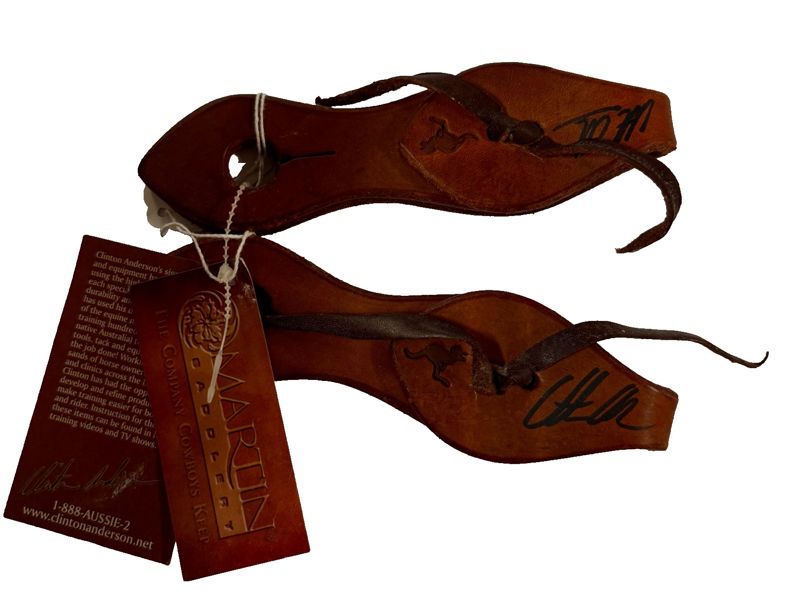 Signed Clinton Anderson Martin Saddlery Leather Slobber Straps Reins Horse Tack