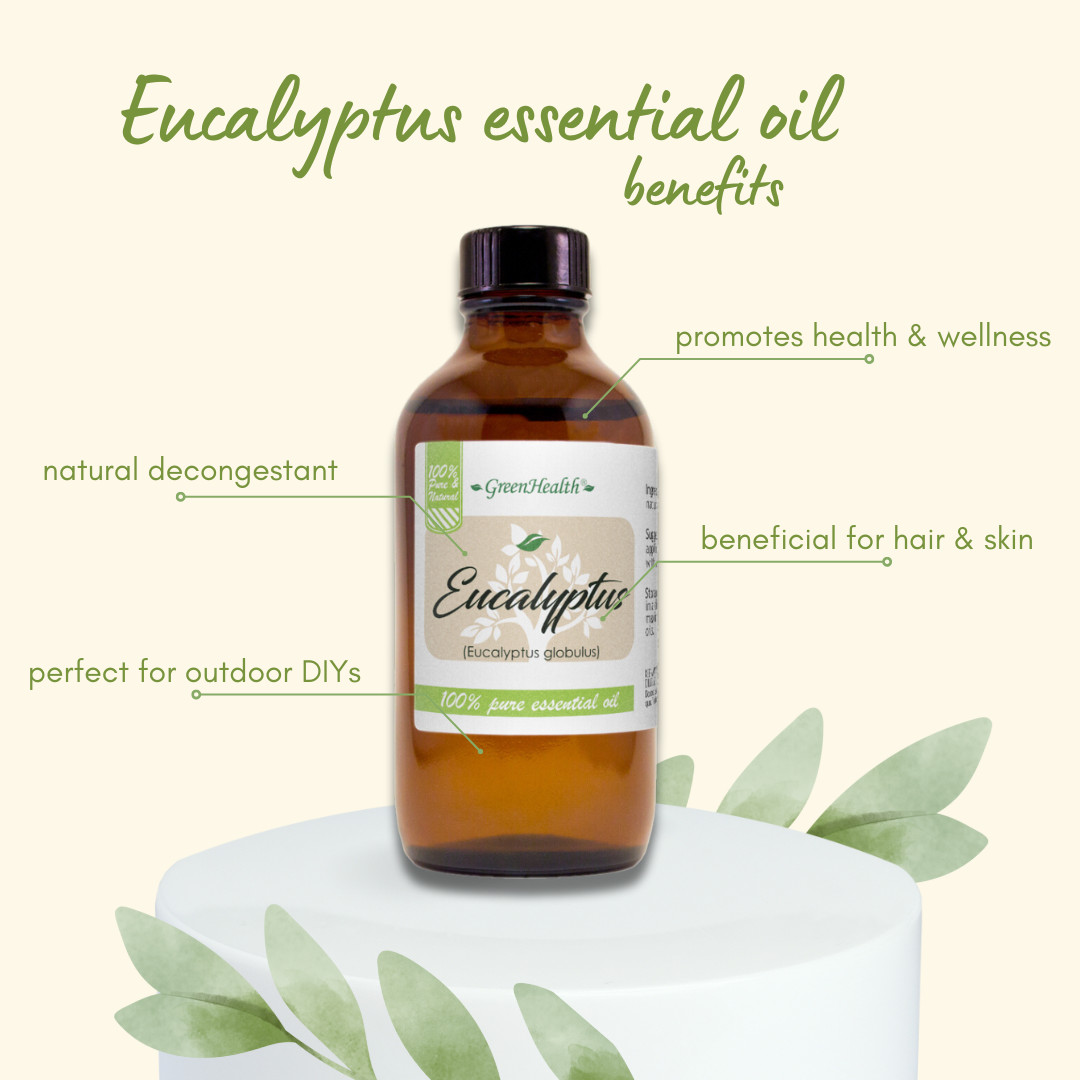 4 fl oz Eucalyptus Globulus Essential Oil Pure All Natural with 3 Free Droppers