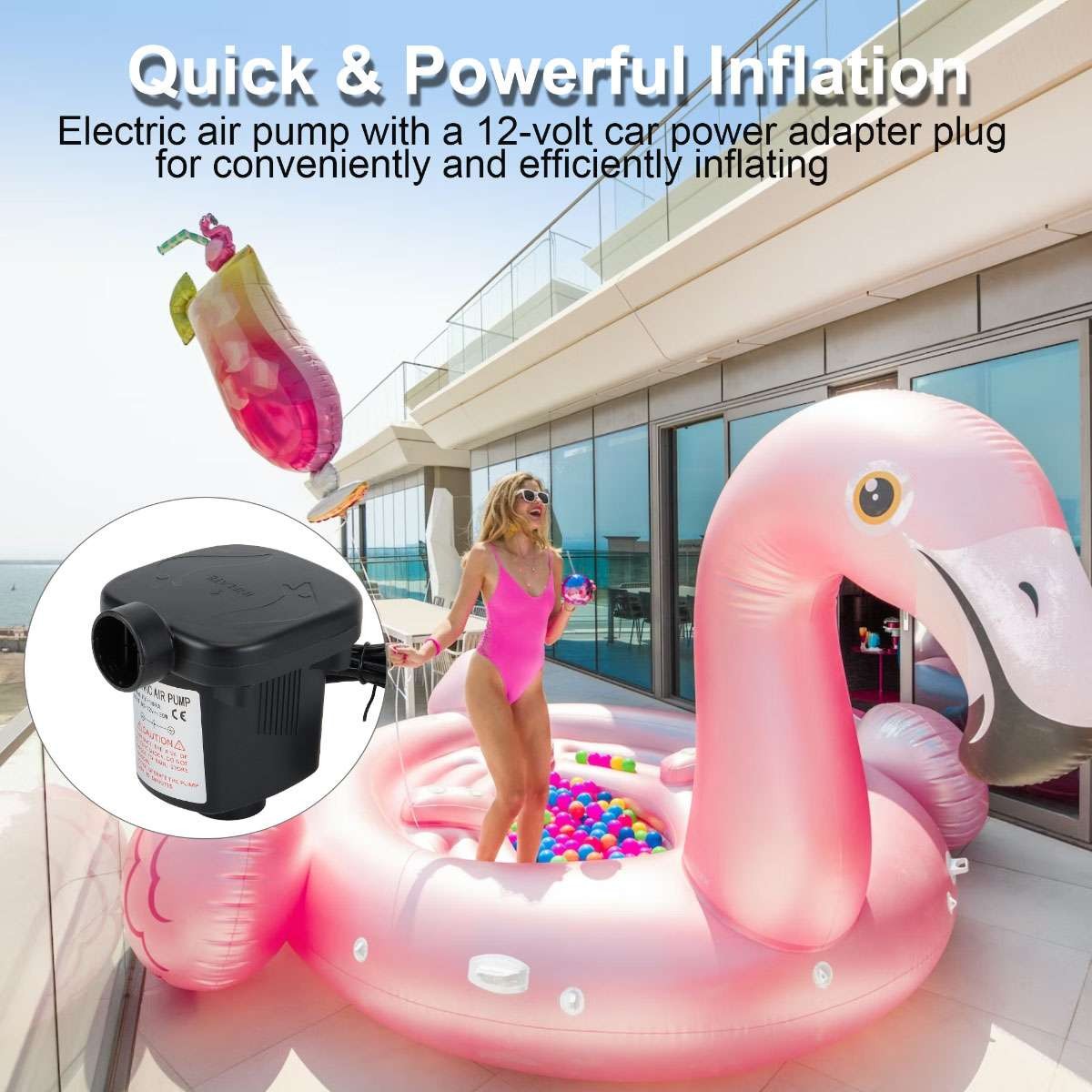 Electric Portable Air Pump For Inflatable Air Mattress Raft Bed Boat Pool Toy US