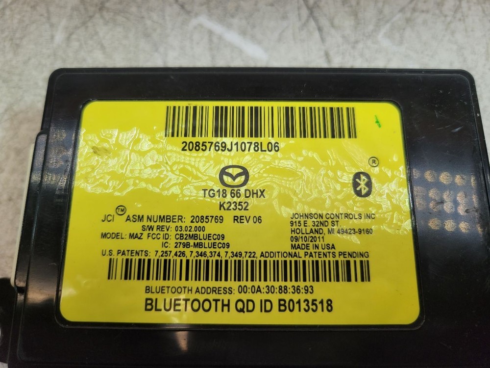 2011 2012 MAZDA CX-9 BLUETOOTH ADAPTER CONTROL MODULE OEM TG18-66-DHXC