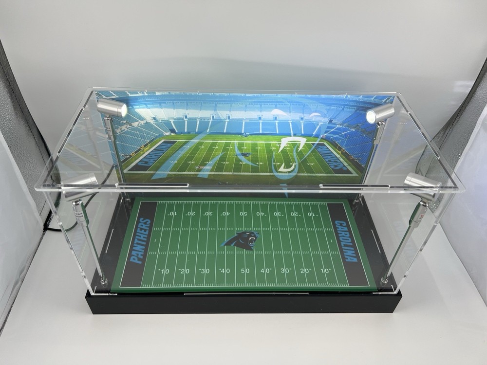 Carolina Panthers Custom 2 Mini Helmet Display Case W/ LED Lights