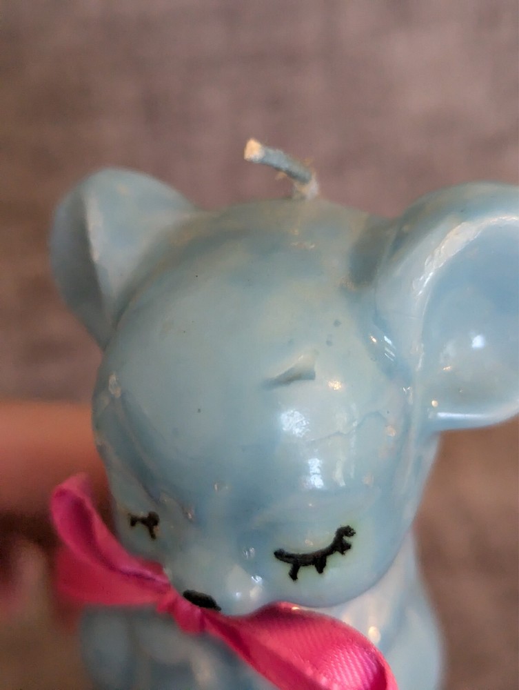 Vintage Blue Wax Mouse Candle