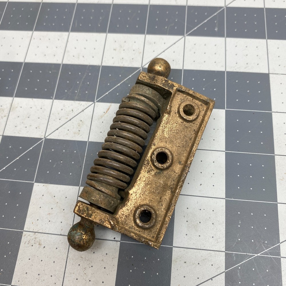 Vintage Brass Spring Canon Ball Top Hinge - Broken