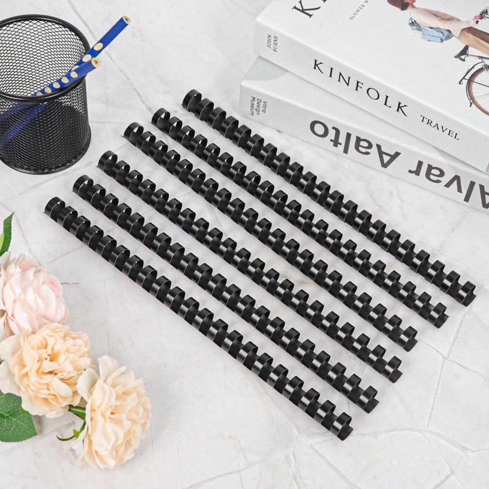 100 Pack Plastic Binding Combs, 5/8 Inch Diameter,120 Sheet inch, Black