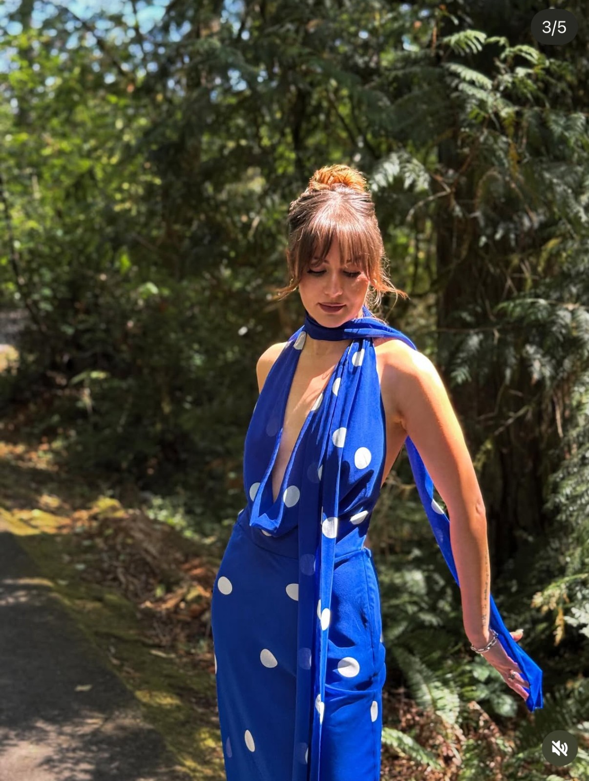 ZARA NEW FW25 PRINTED POLKA DOT MIDI DRESS Blue / White 8410/430_M,L