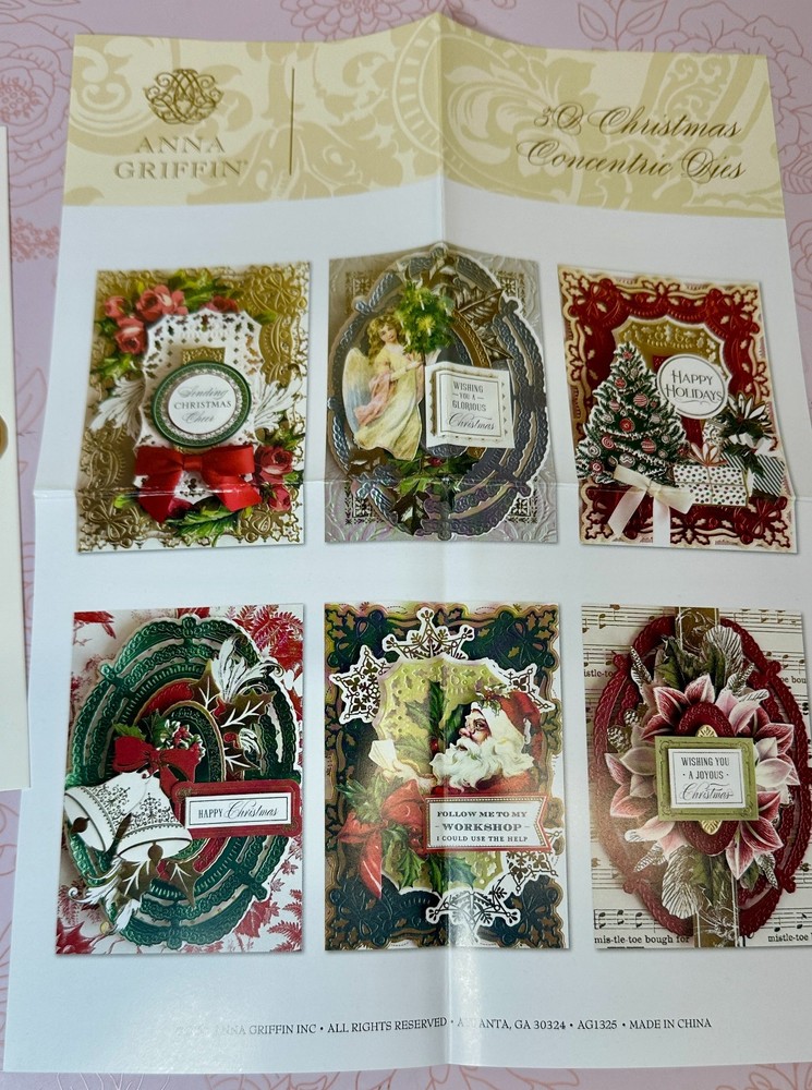 RARE Anna Griffin 3D CHRISTMAS CONCENTRIC Dies~Rectangle & Oval Frames Set