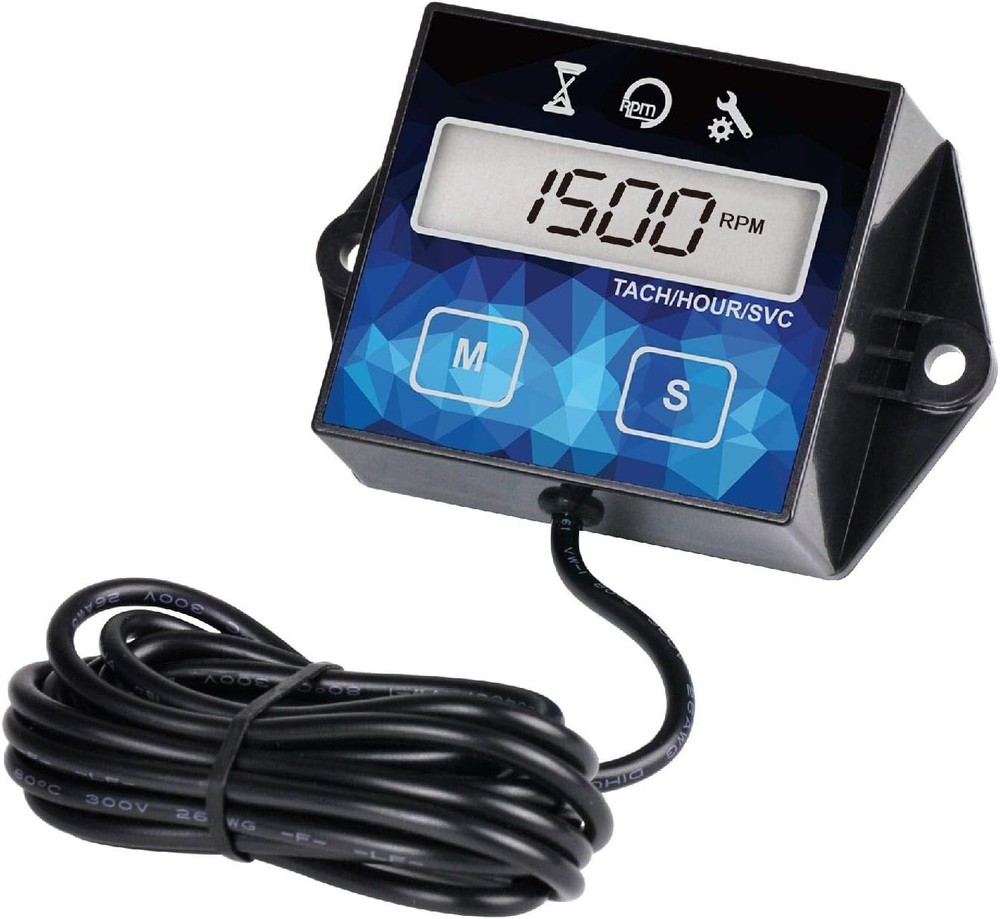 LCD Inductive Hour Meter Tachometer SVC Maintenance 2/4 Stroke Gasoline Engine