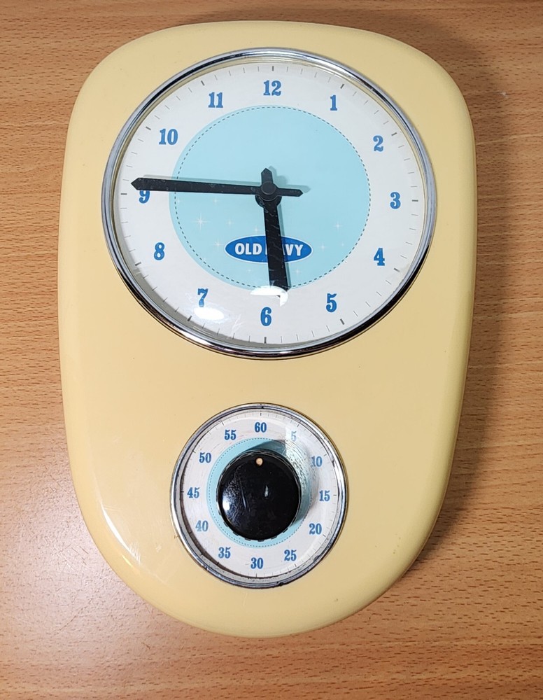 Vintage RZK Art Deco Kitchen Time Wall Clock And Timer Clock & Timer Tested Work