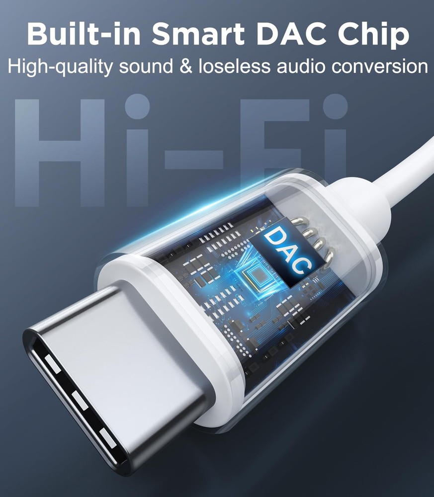USB C to 3.5mm Audio Headphone Adapter, Type C Jack White