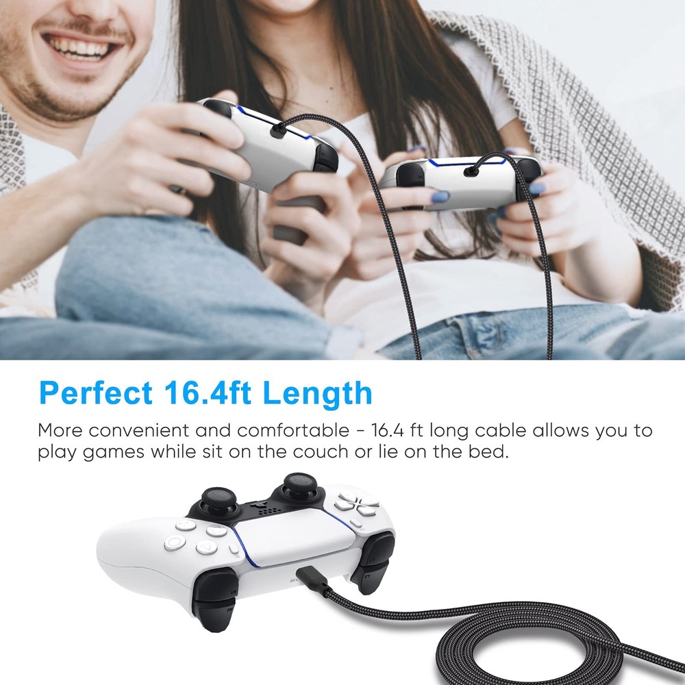 Charging Cable for Xbox Series/ for PS5/PS5 Pro Controller-16.4FT, Replacemen...