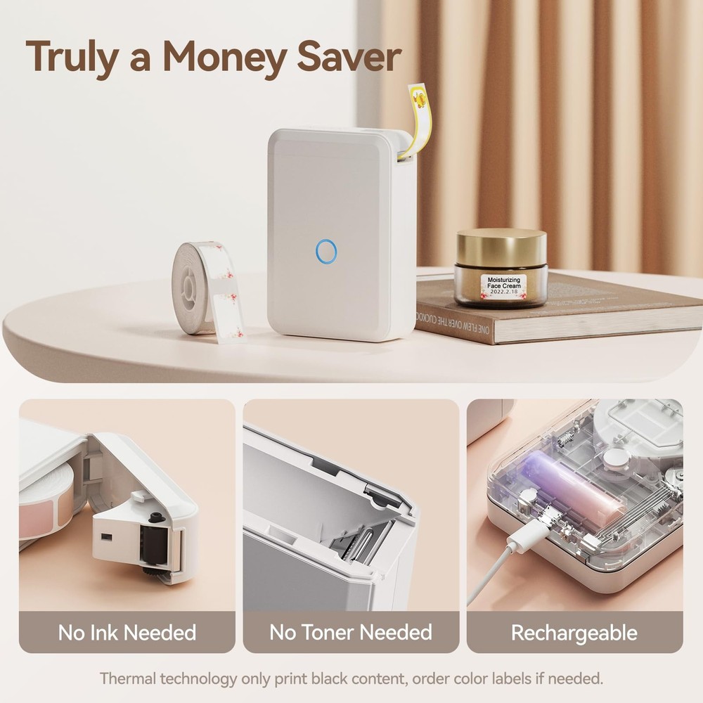 D110 Label Maker Machine with Label, Small Label Printer Bluetooth Connection...