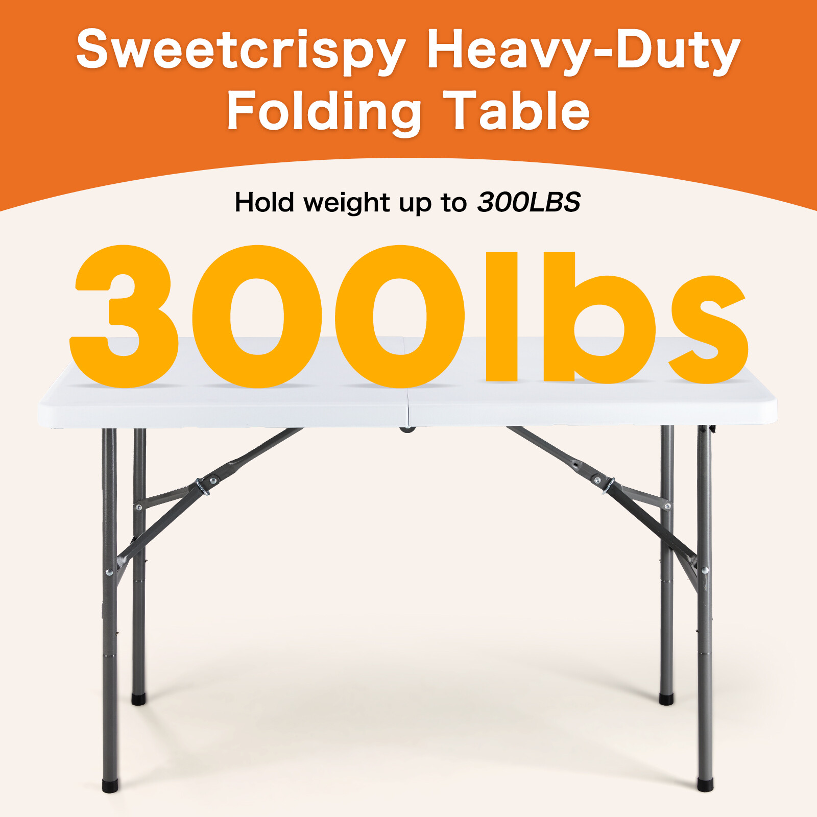 Heavy Duty 8/6/4 Folding Table: Portable, 300lbs Capacity, Ideal for Home, Party