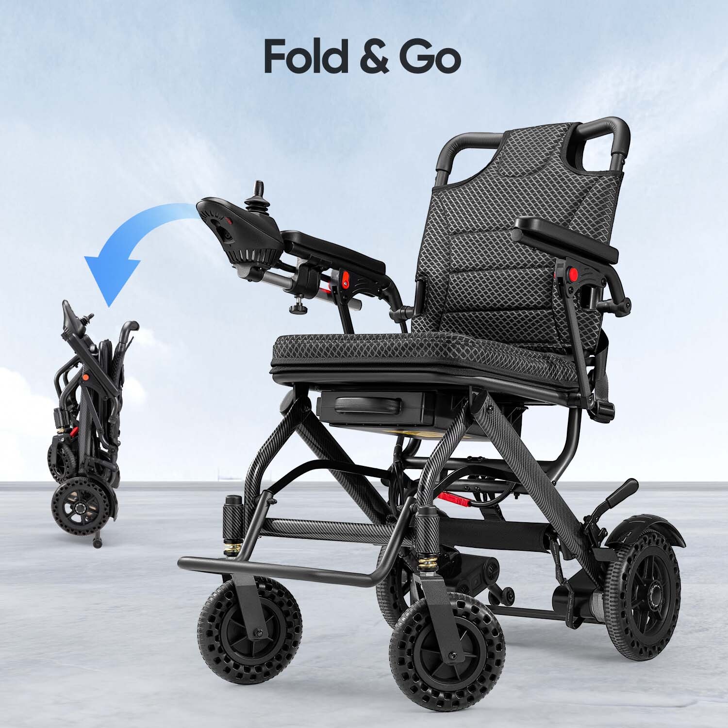 Foldable Electric Wheelchairs Intelligent Lightweight For Airline Seniors Adults