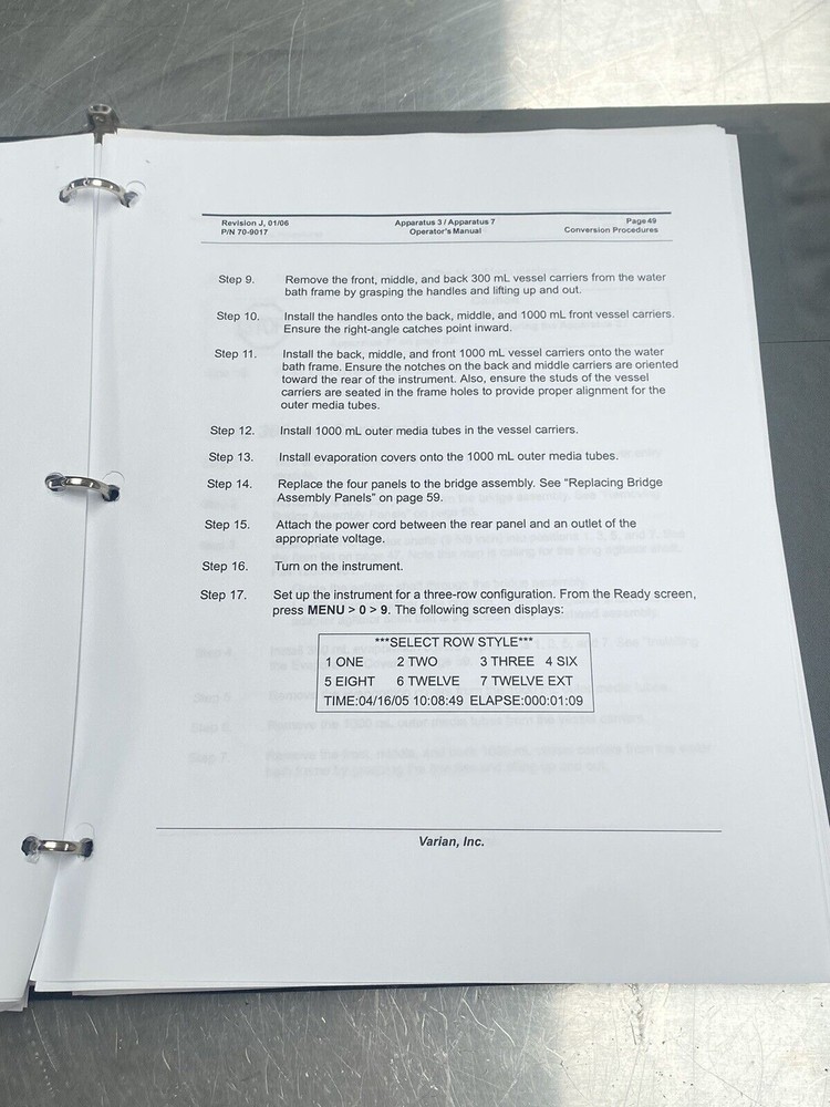 Varian Apparatus 3 / Apparatus 7 - Users Manual / Instructions Book