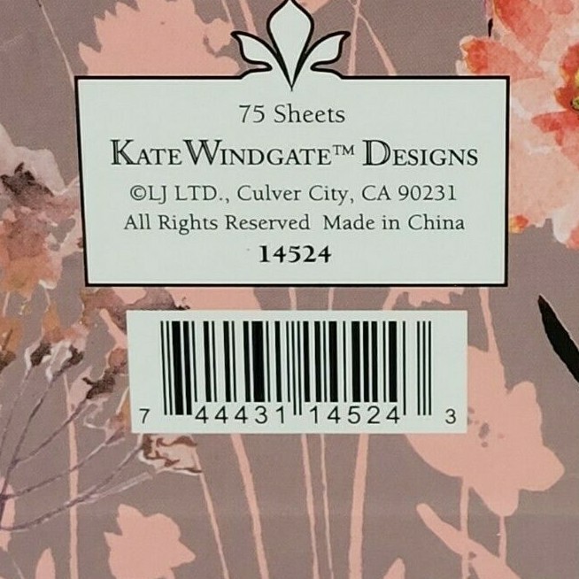 **KATE WINDGATE DESIGNS** Clipboard with Notepad 2018 Sealed Retired 75 Sheets