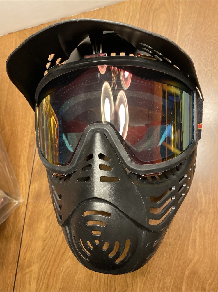 JAVA Paintball Mask Guardian Black Face Semi-Mirrored Thermal Lens Shield *READ*