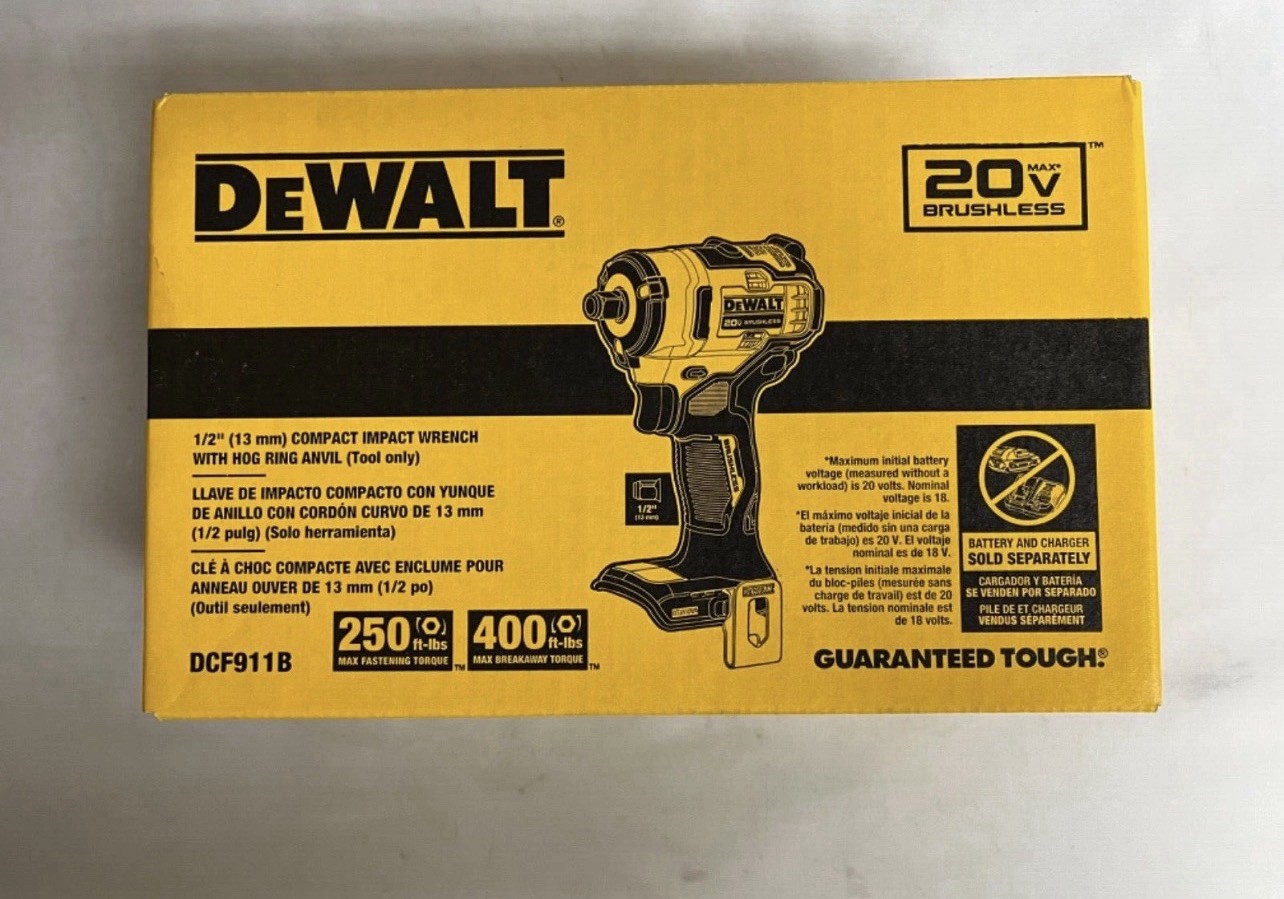 Dewalt DCF911B 20V Max 1/2 in. Cordless Impact Wrench with Hog Ring Anvil - Tool