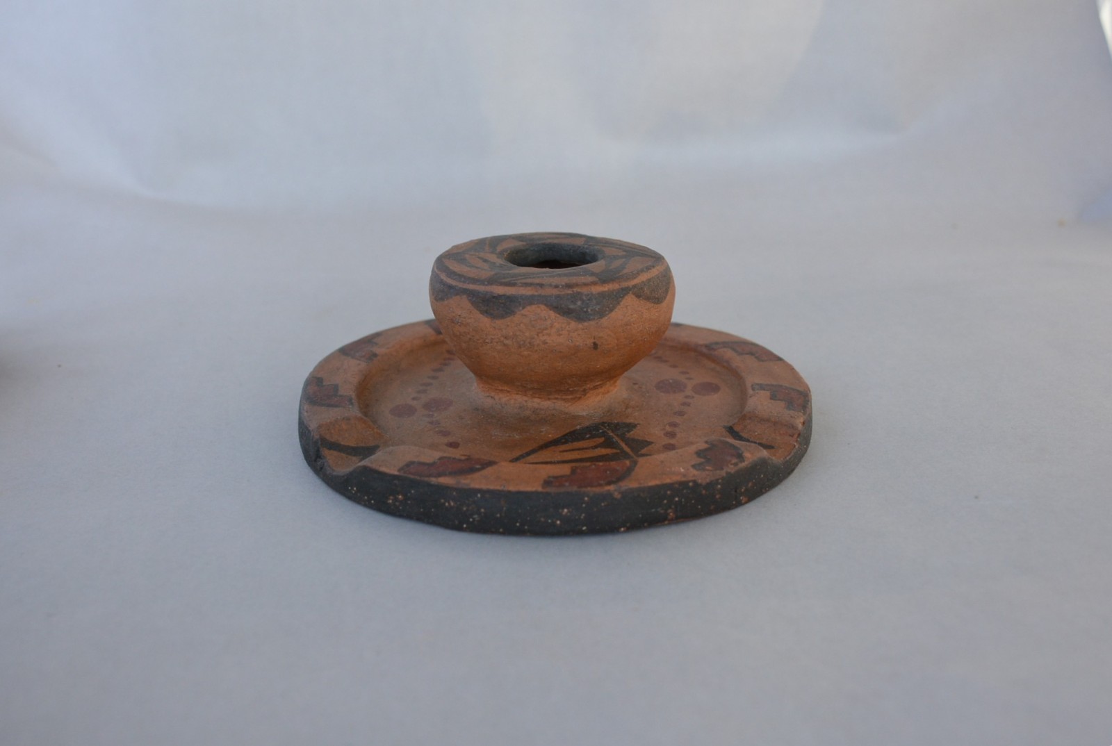 Old Zia Pueblo Pot  - Beautifully Hand Painted - 5 1/2" Across - 2" Tall