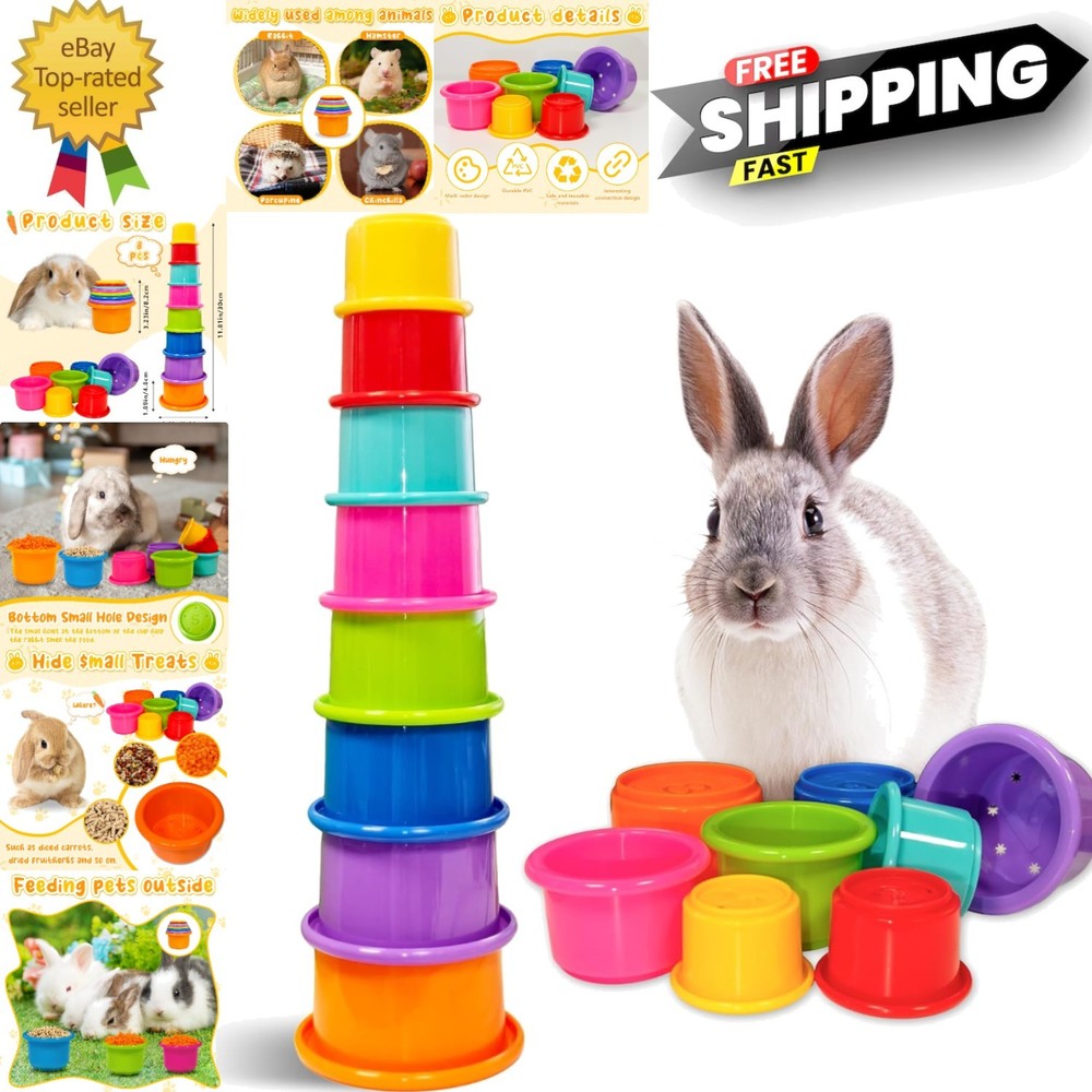 Interactive 8-Piece Nesting Cups for Rabbits & Guinea Pigs - Safe Playtime