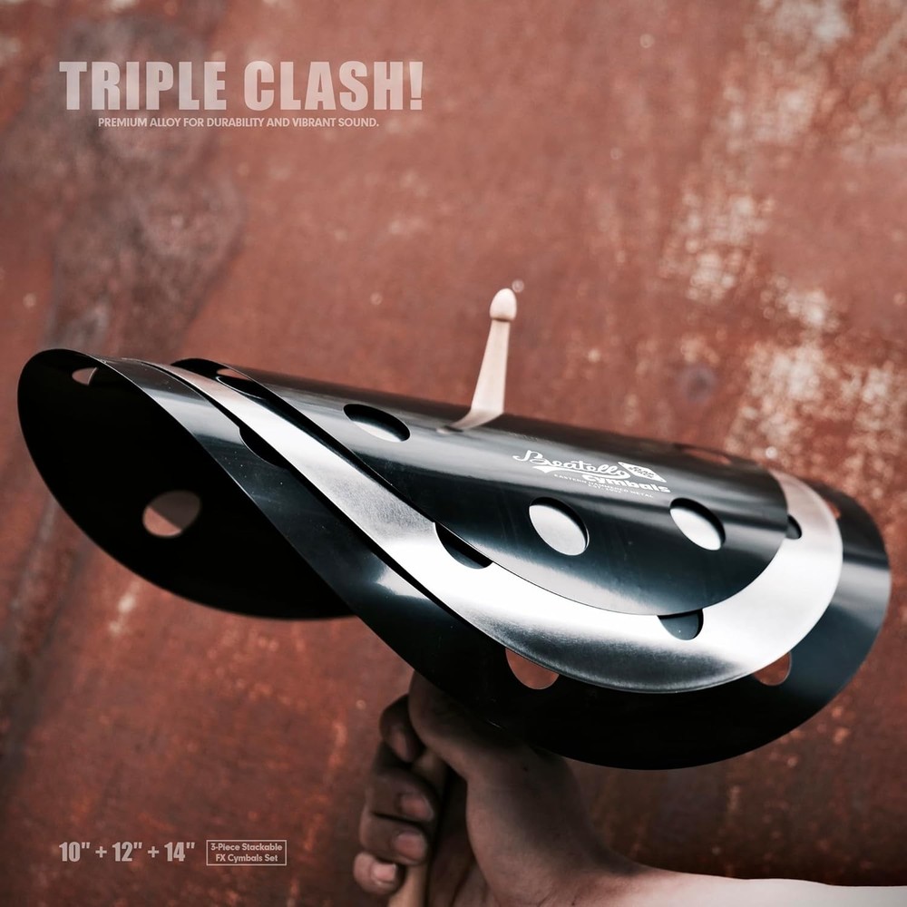 3Pc Stack Cymbal Set 10'' 12'' 14'' Trash Effect Cymbals for Drum Set