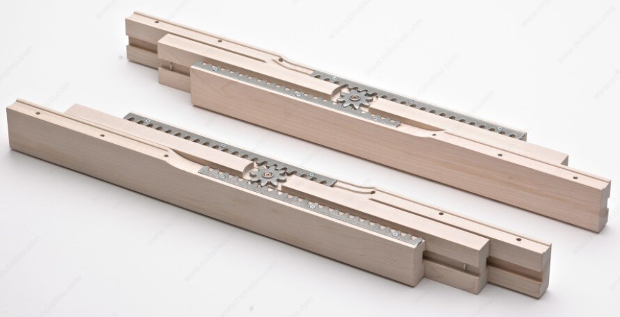 One Pair Equalizer Table Slides with Metal Gear Mechanism in Solid Wood (L & R)