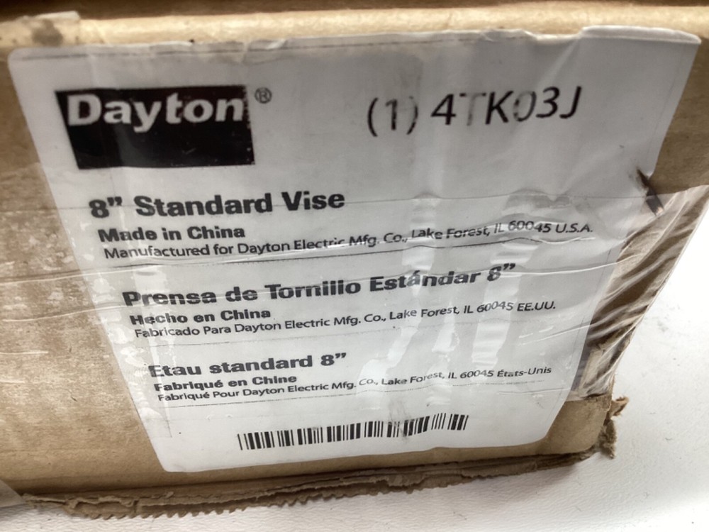 Dayton 4TK03 8" Machine Vise With Fixed Base