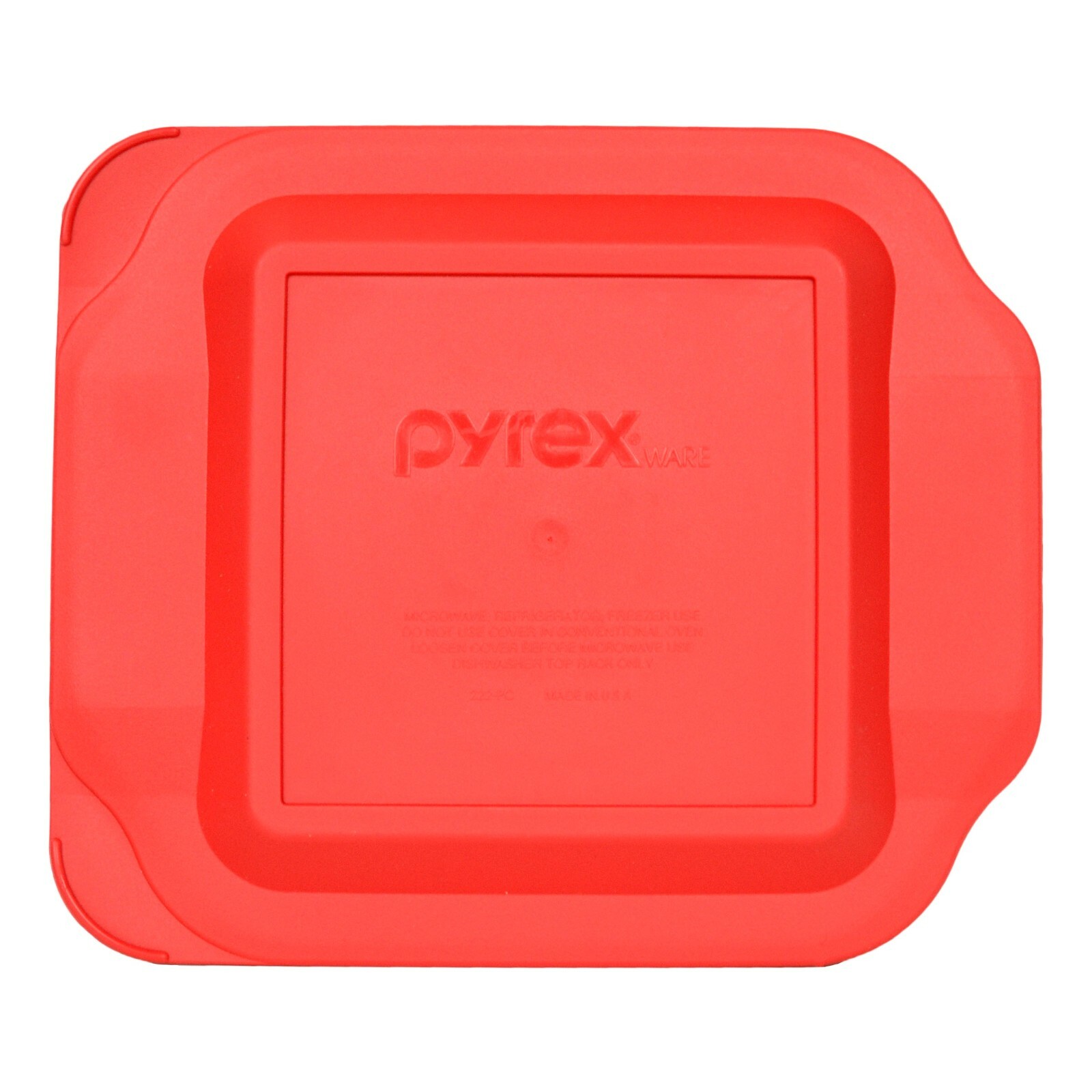 Pyrex 222-PC 8x8" Storage Plastic Lid Cover Red 2 Pack New for Glass Baking Dish