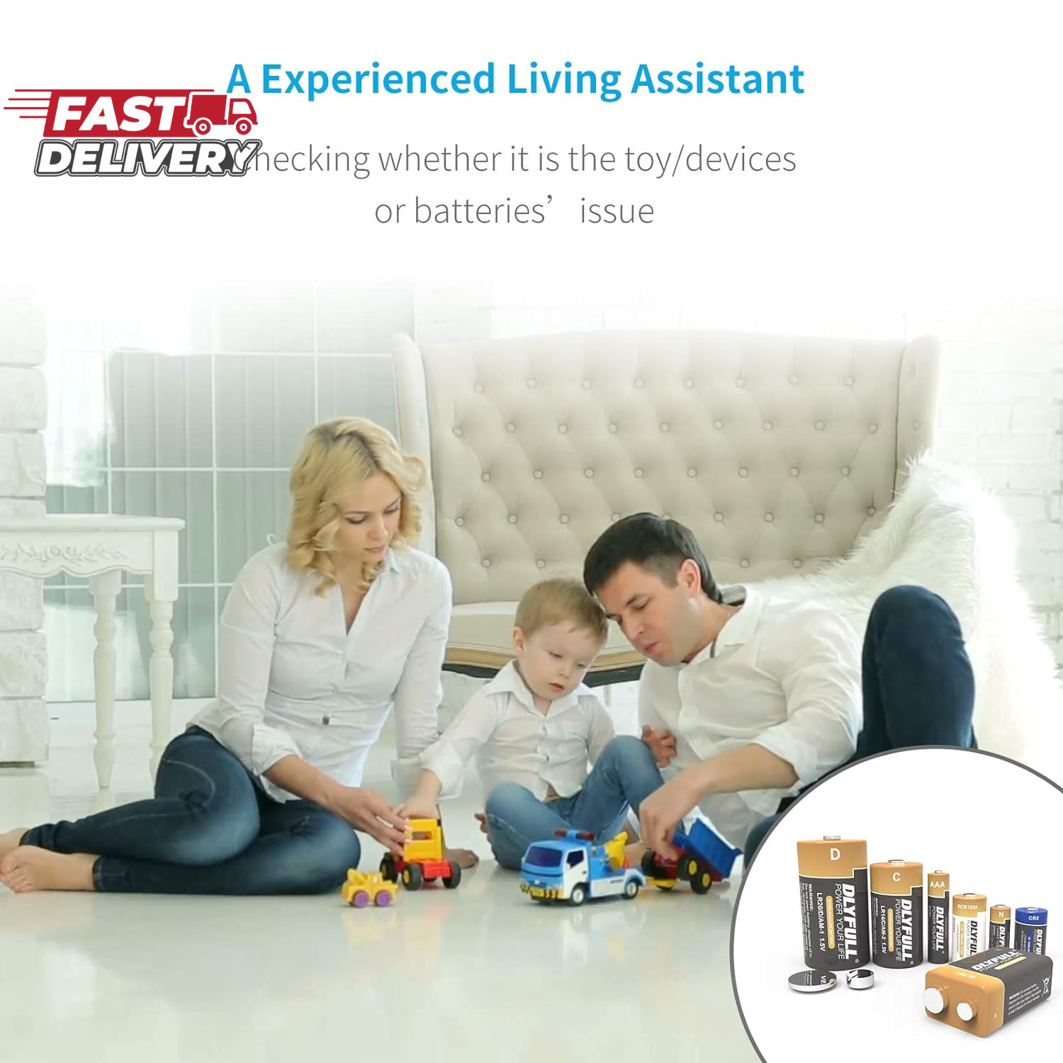 Dlyfull Battery Tester, LCD Display Universal Battery Checker for AA AAA C D 9V