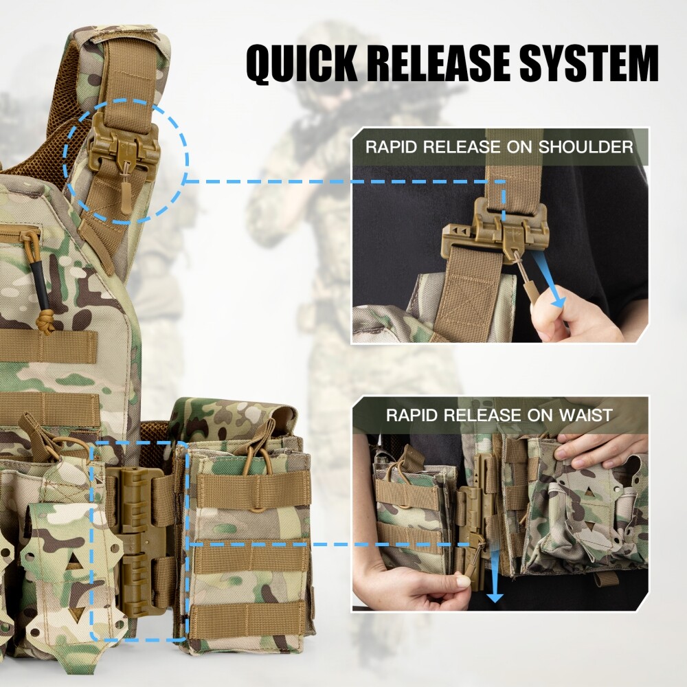 Tactical Vest Backpack Durable Nylon Pack with Molle Webbing for Hiking & Range
