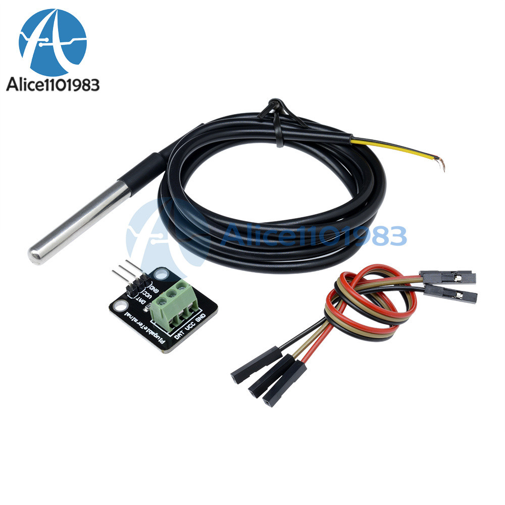 DS18B20 Temperature Sensor Probe WaterProof Plugable Terminal Adapter Module