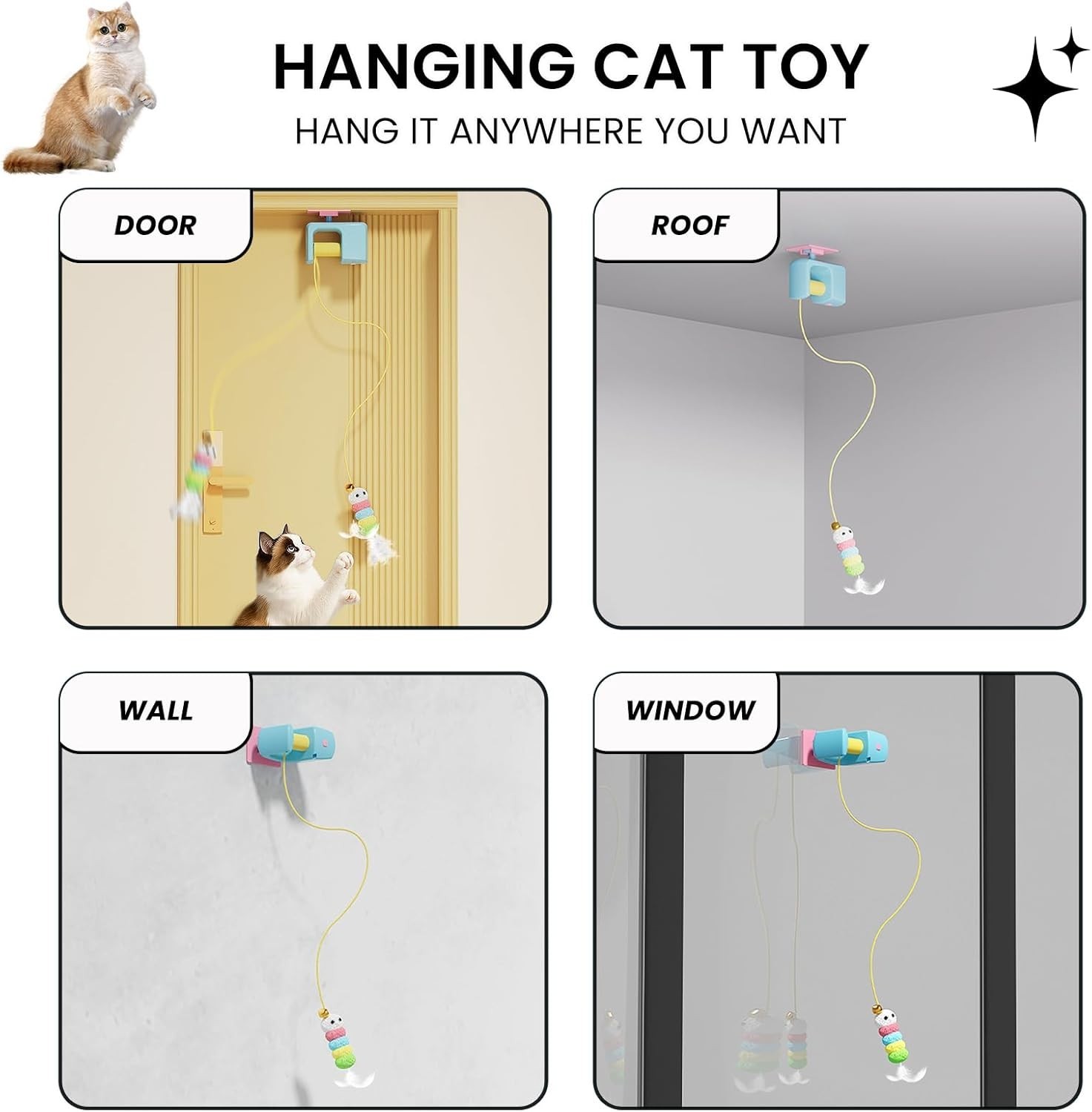 Cat Toys Electric Smart Hanging Door Jumping Yo-yo (COLOR BLUE)