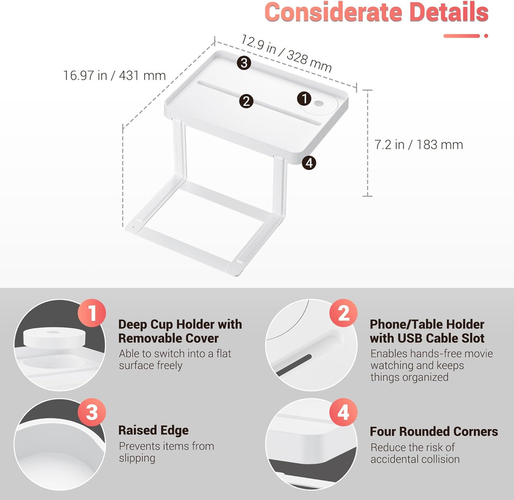 Bedside Shelf - under Mattress Tray Table for Box Spring/Platform Bed, Small Bed
