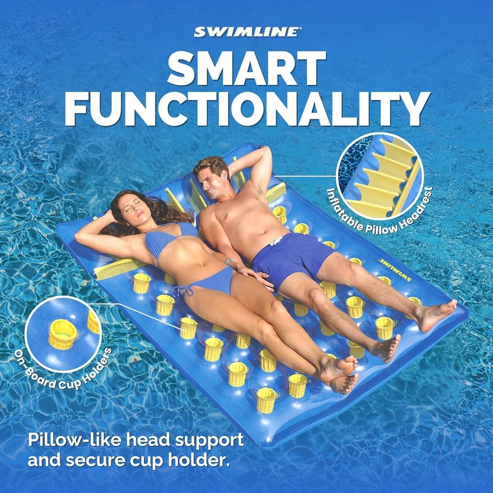 Chic Pocket Float Blue Inflatable Mattress - 78" for Effortless Pool Relaxation