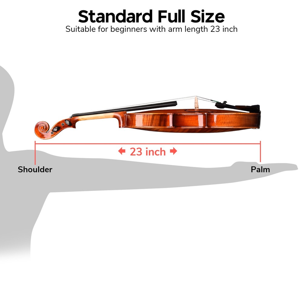 Solid Wood Violin 4/4 Full Size Set Beginner Fiddle for Student with Case