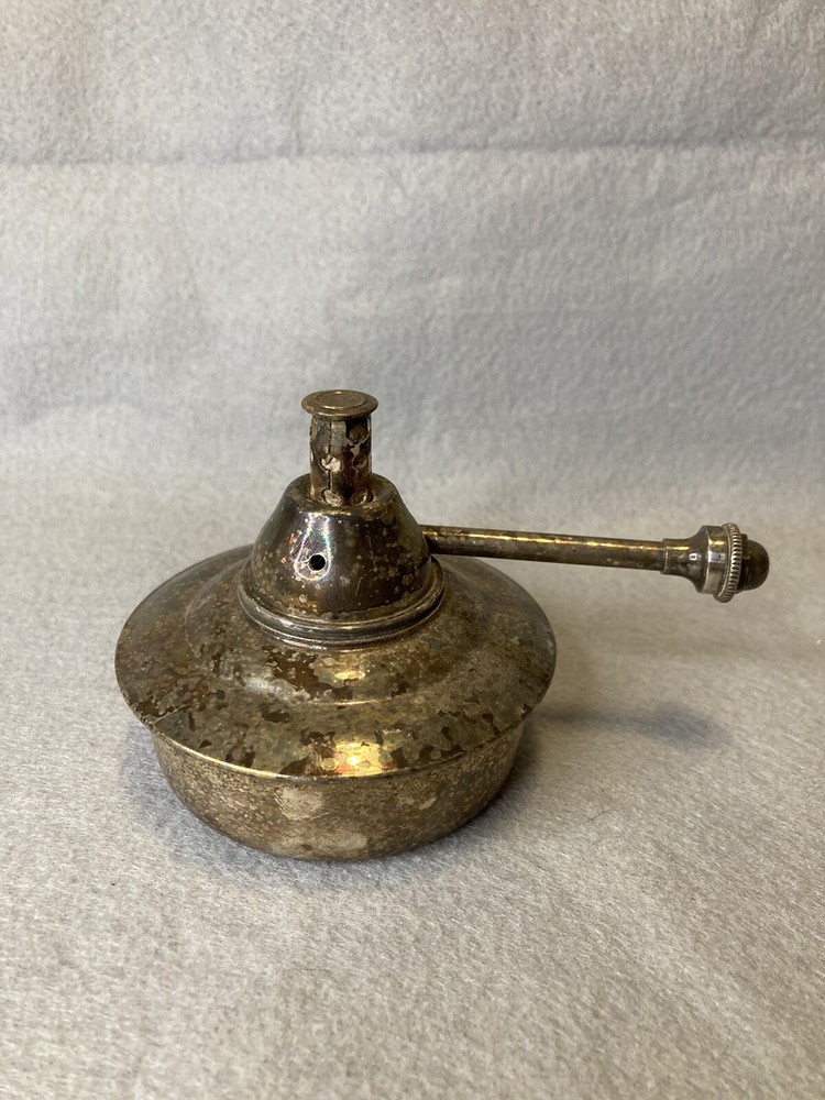 Vintage Silver Plate Chafing Dish Alcohol Burner with Wick 2.75”H & Base 2.8” D