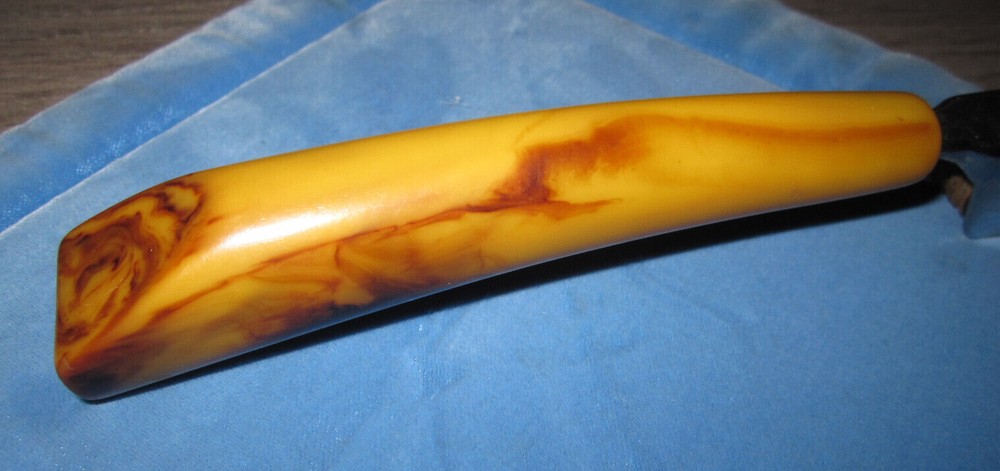 Vintage butterscotch Bakelite handle pull through knife sharpener