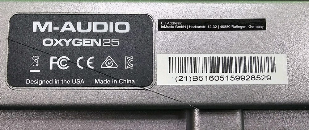 M-Audio Oxygen 25 Keyboard Controller USB Without power supply