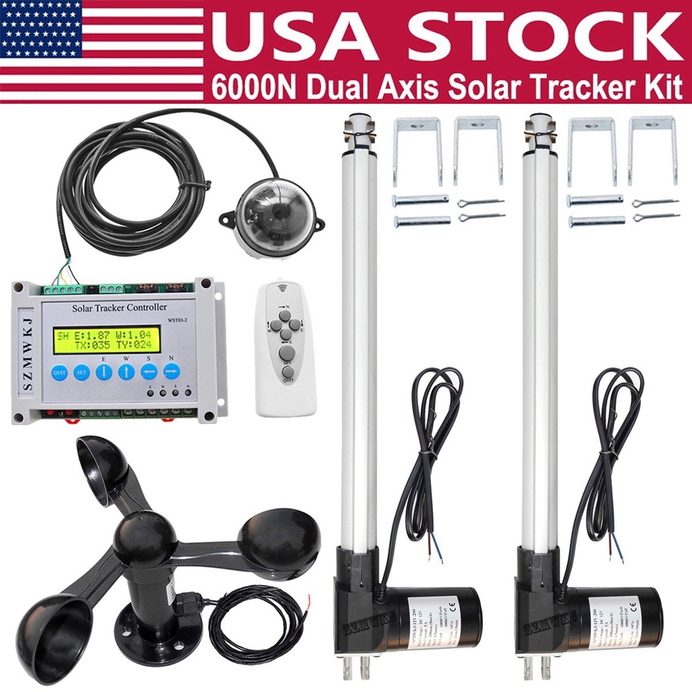 6000N Dual Axis Solar Tracker 18" Linear Actuators 12V Controller Sun Track Kits