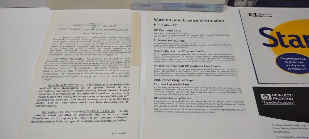 HP Hewlett Packard Pavilion Computer Quick Start Guide Manual Windows 98 Books