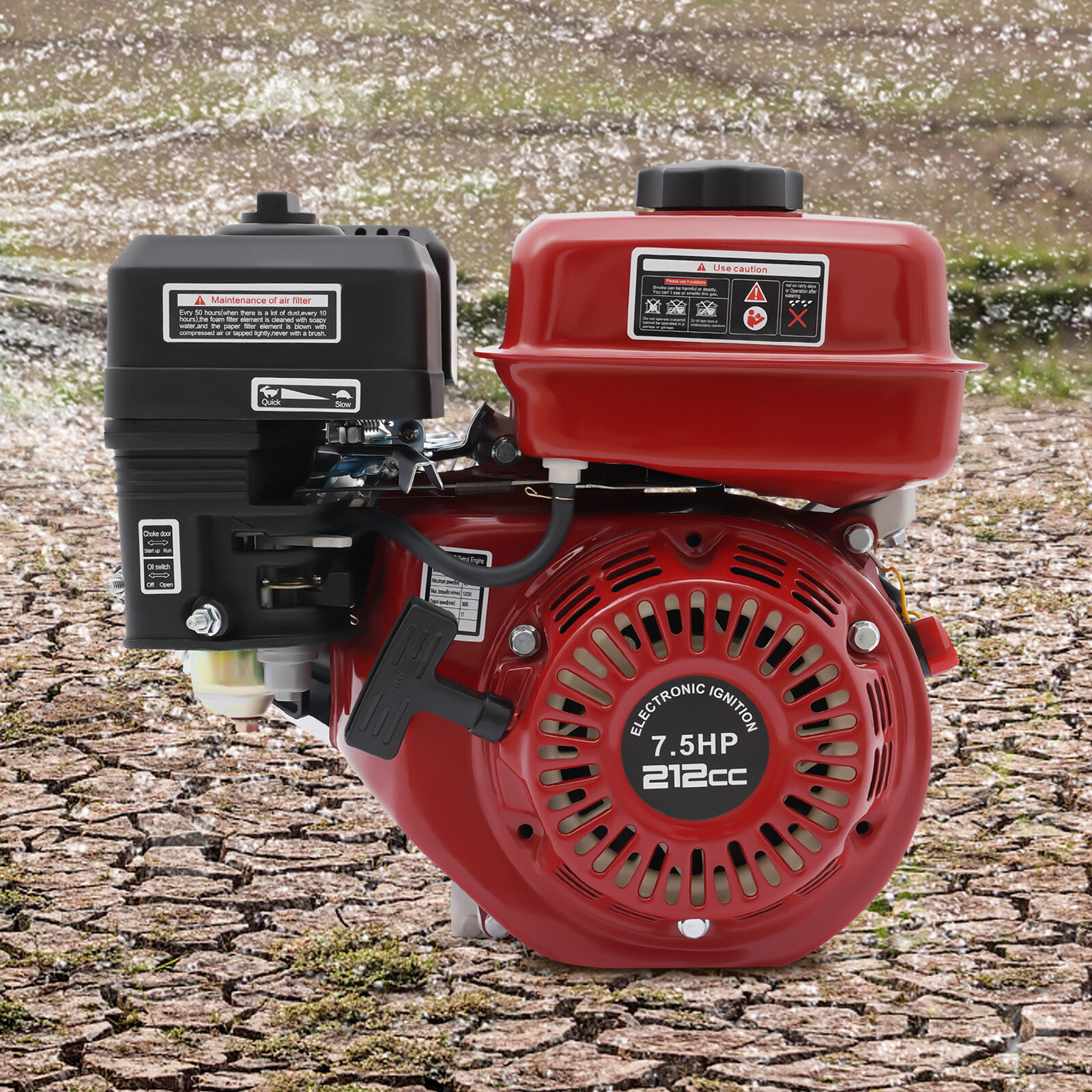 7.5HP Motor 4 Stroke Gas Powered Portable Engine 212cc Air Cooling Pull Start