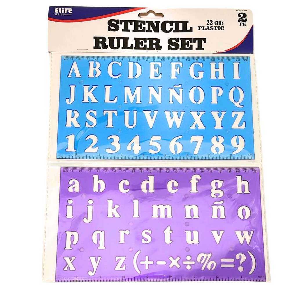 Plastic Stencil Ruler Set: 2CT