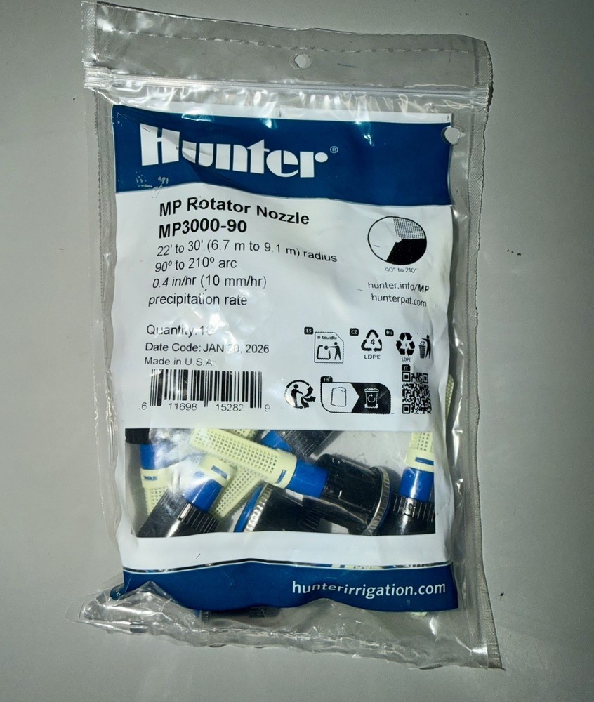 Hunter MP 3000 Rotator 10-Pack, Adjustable Rotary Nozzle, 90-210° Angle